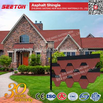 Asphalt Shingles Roofing Materials , Import Red Mosaic Glass Roof Tile